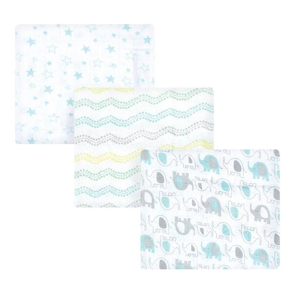 slide 1 of 1, Luvable Friends Unisex Baby Muslin Cotton Swaddle Blanket, Basic Elephant, One Size - Basic Mint Elephant - One Size