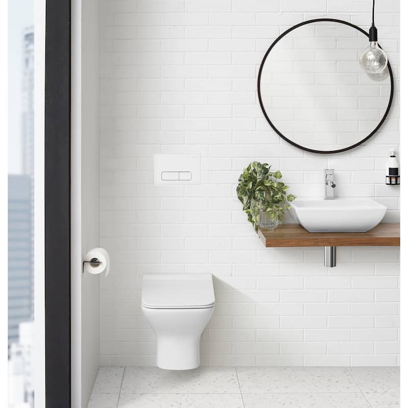 Wall Mount Dual Flush Actuator Plate With Rectangle Push Buttons In White - 9.65" x 6.5" 0.5" - 9.65" x 6.5" 0.5" - White