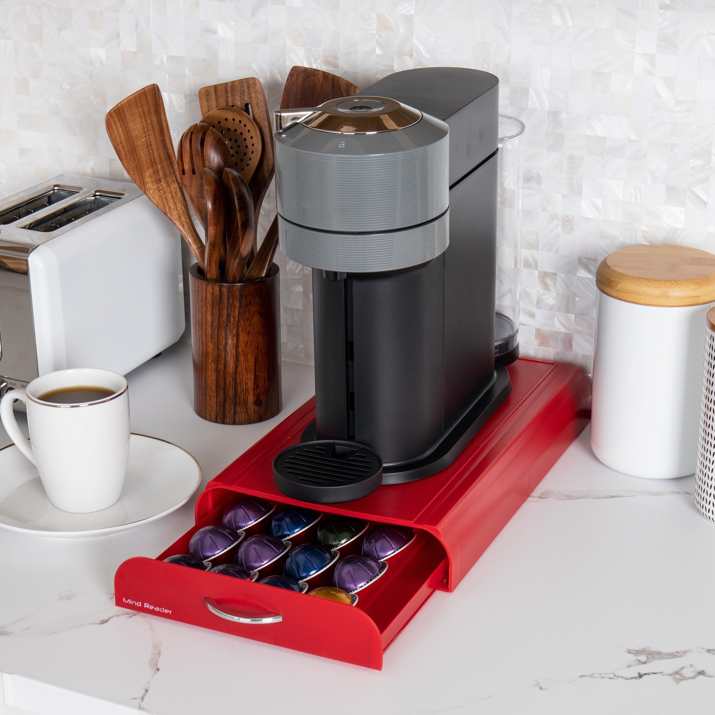 Nespresso Compatible Capsule Drawer Countertop Organizer Coffee Pod Holder Storage 9.25L x 15W x 2H