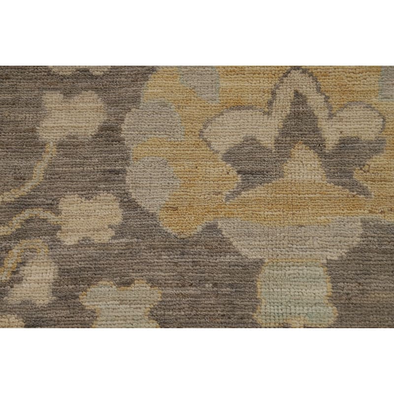 Hand Knotted Oriental 100% Wool Carpet Transitional All-Over Greys & Charcoal Oushak Area Rug - 12' 1'' X 9' 7''
