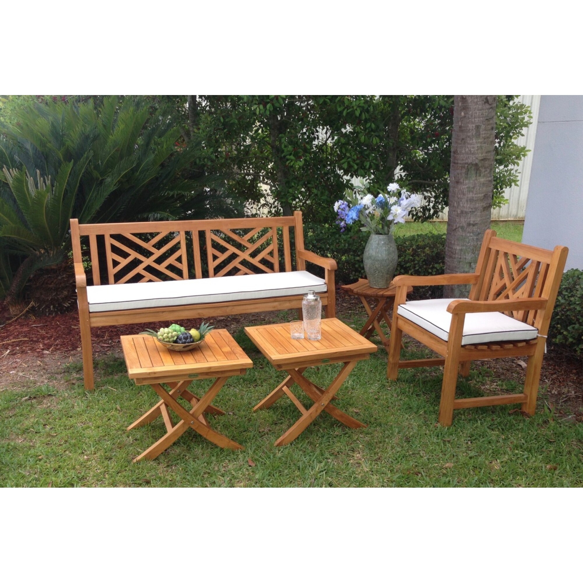 Shop Chic Teak Chippendale Teak Wood Indoor Outdoor Dining Arm Chair Overstock 31283756