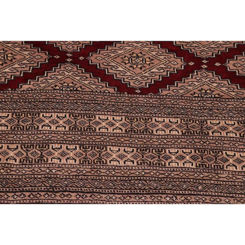 Tribal Bokhara Reyes Red/Taupe Hand Knotted Wool Rug - 10'0'' x 12'0''