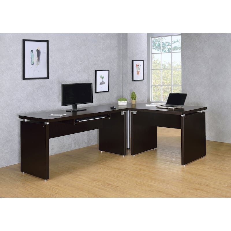Skylar 83-inch L-Shaped Office Computer Desk Cappuccino