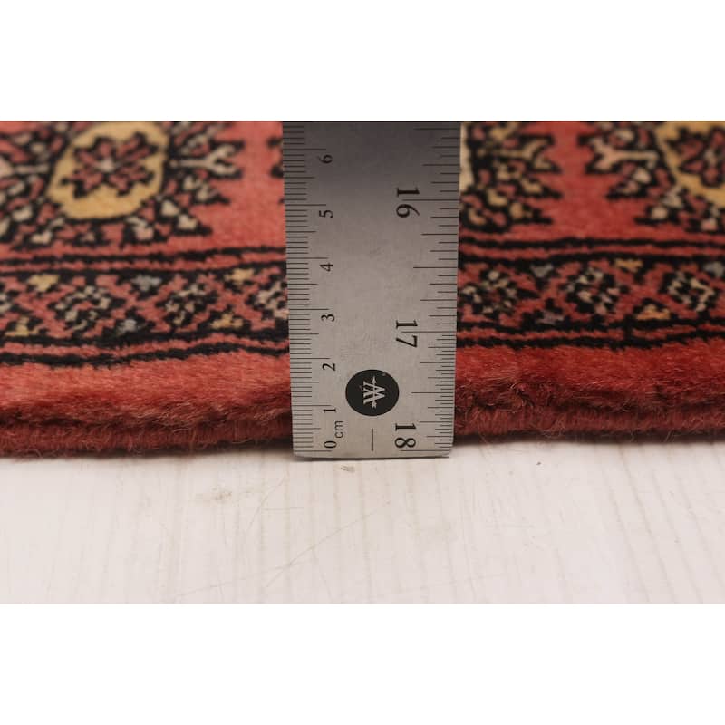 ECARPETGALLERY Hand-knotted Peshawar Bokhara Coral Wool Rug - 2'8 x 7'10