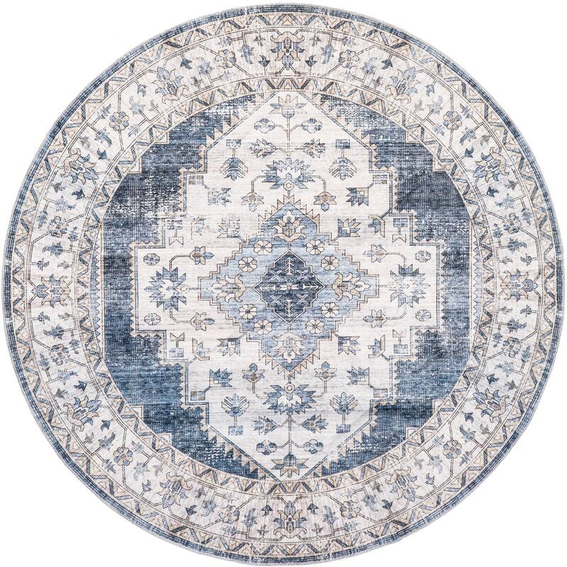 Nuloom Noemie SplashGuard Vintage Medallion Machine Washable Area Rug