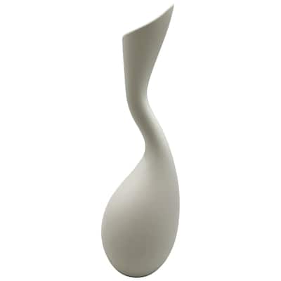 14 Inch Tall Modern White Ceramic Vase