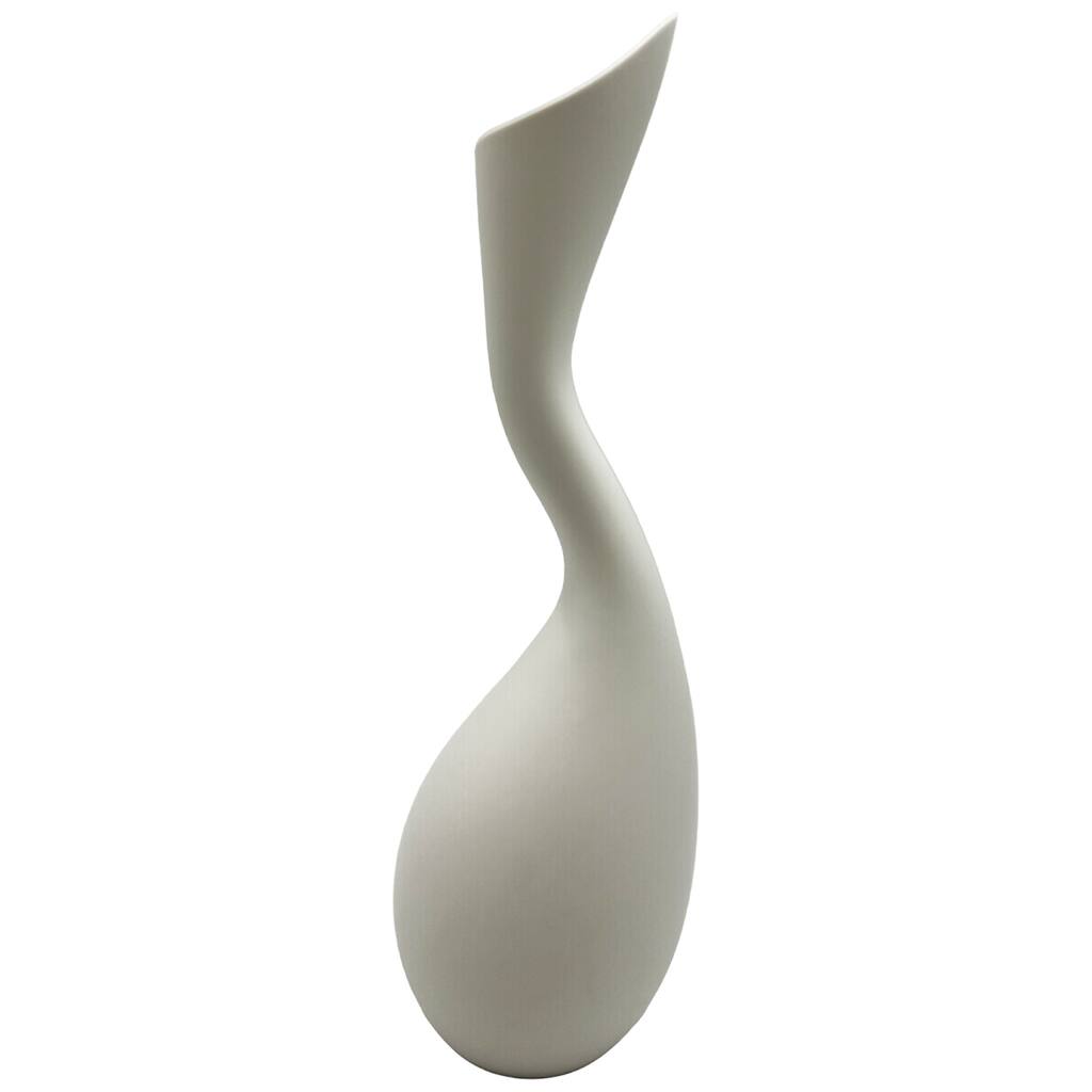14 Inch Tall Modern White Ceramic Vase
