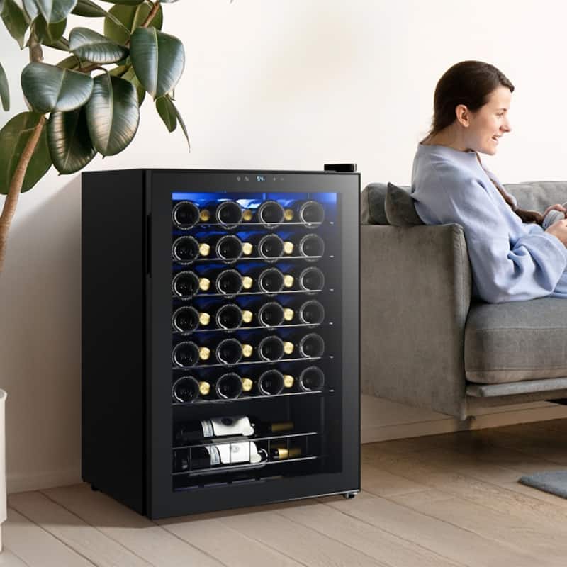 Yeego 46 Bottle Wine/Beverage Fridge, Freestanding, Digital Temperature Control