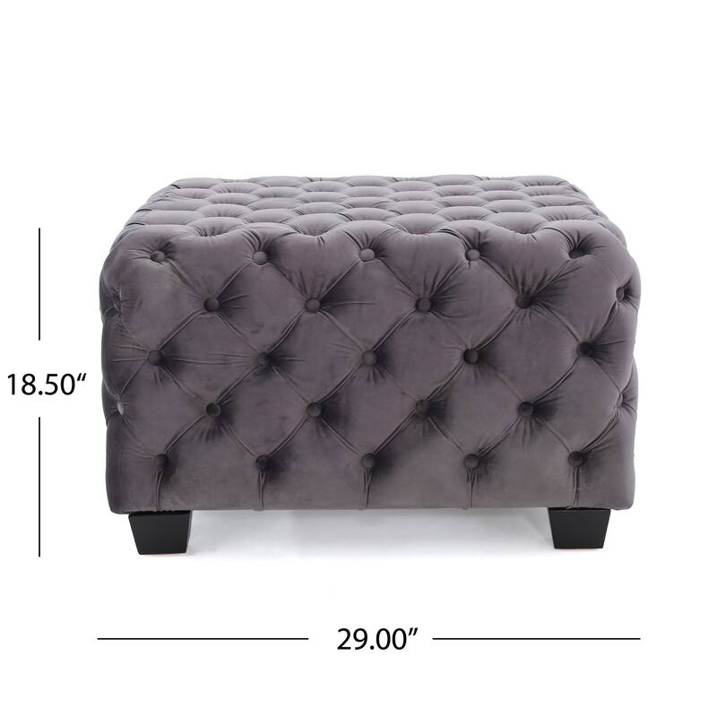 Classic Upholstered Ottoman - Timeless Accent Piece for Bedroom/Living Room - Grey