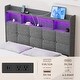 preview thumbnail 6 of 21, Full Size Upholstered Bed Frame with LED Lights and Charging Ports, Storage Headboard with Shelves