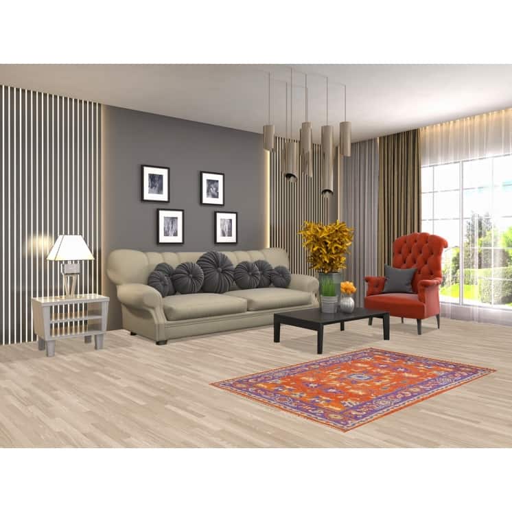 Heriz-Serapi Oriental Accent Rug Handmade Grey Wool Carpet - 3'0"x 4'11"