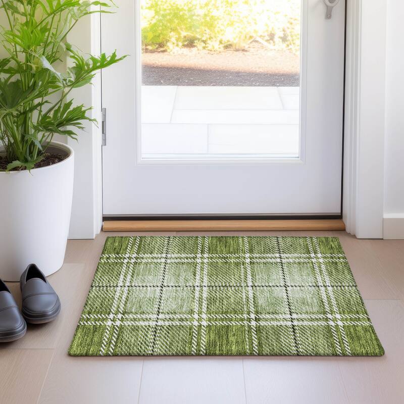 Premium Washable Super Soft Plaid Mayfield Rug - Green - 1'8" x 2'6"