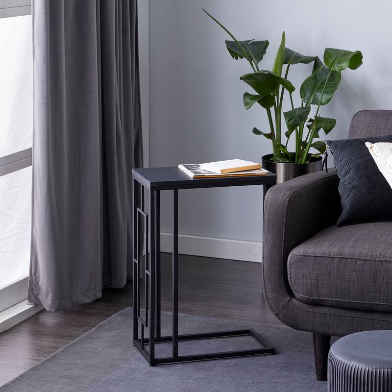 Metal C-Shaped Accent Table with Black Metal Base - Roche River Decor