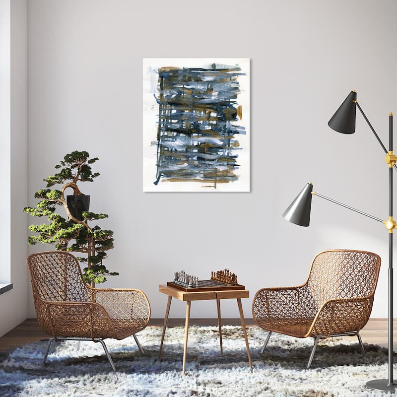 Wynwood Studio Abstract Nori II Blue and Dark Blue Modern & Contemporary Wall Art Canvas Print - 36 x 30