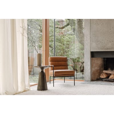 Aurelle Home Rustic Leather and Iron Accent Chair