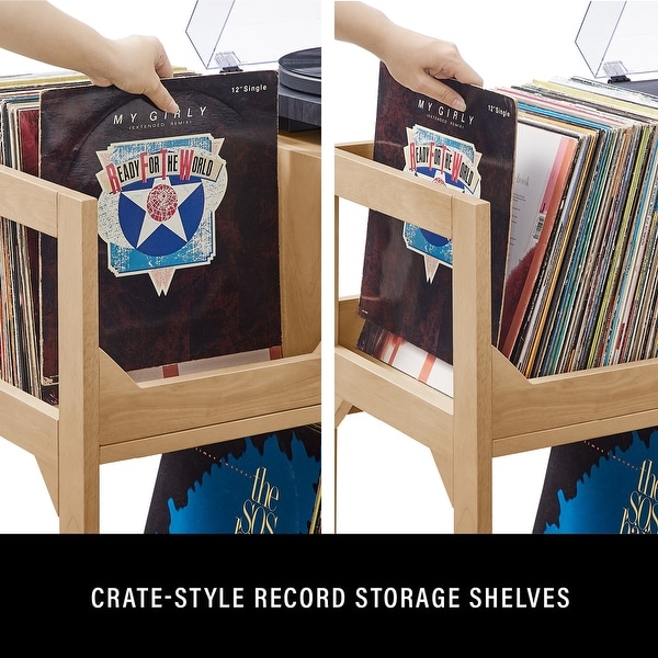 Crosley Asheville Medium Record Player Stand With Vinyl Storage