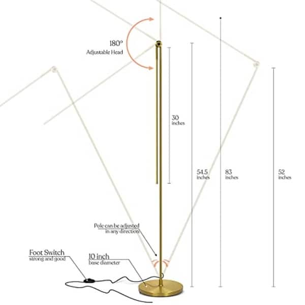 Brightech Libra LED Dimmable Floor Lamp - Brass