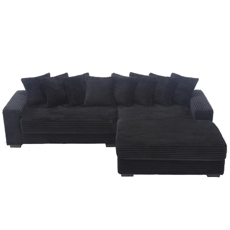 Sofa 111-in Casual Black 2 -seater Right Reclining Sectional - 8' x 10'