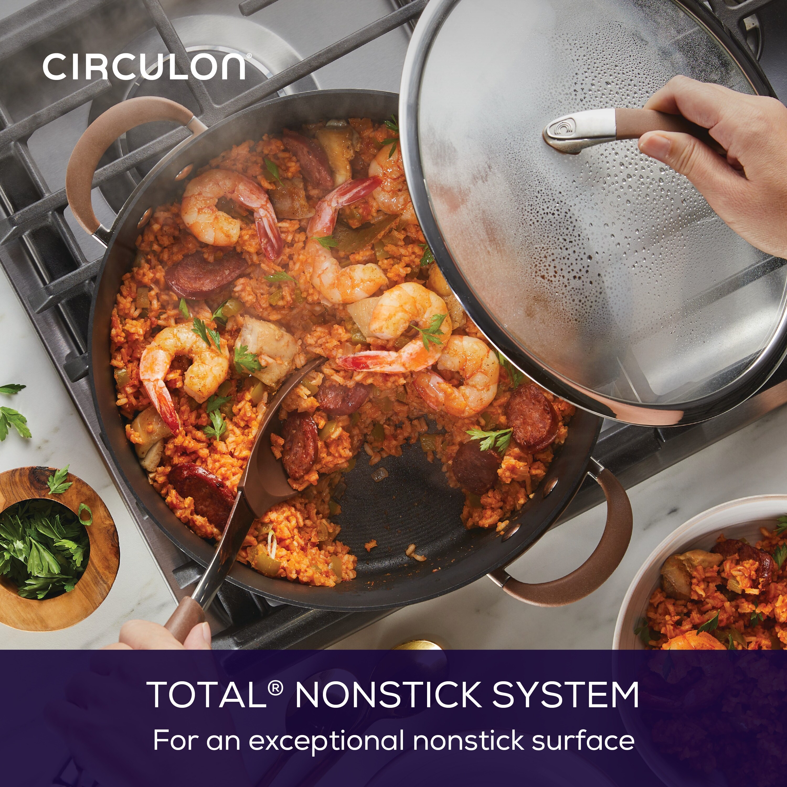 Circulon Symmetry Hard Anodized Nonstick Induction Dutch Oven with Lid 7 Quart Chocolate
