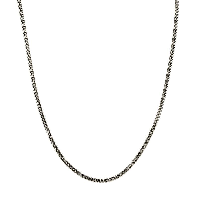 Curata 925 Sterling SilverOxidized 2.5mm Round Franco Chain for Men