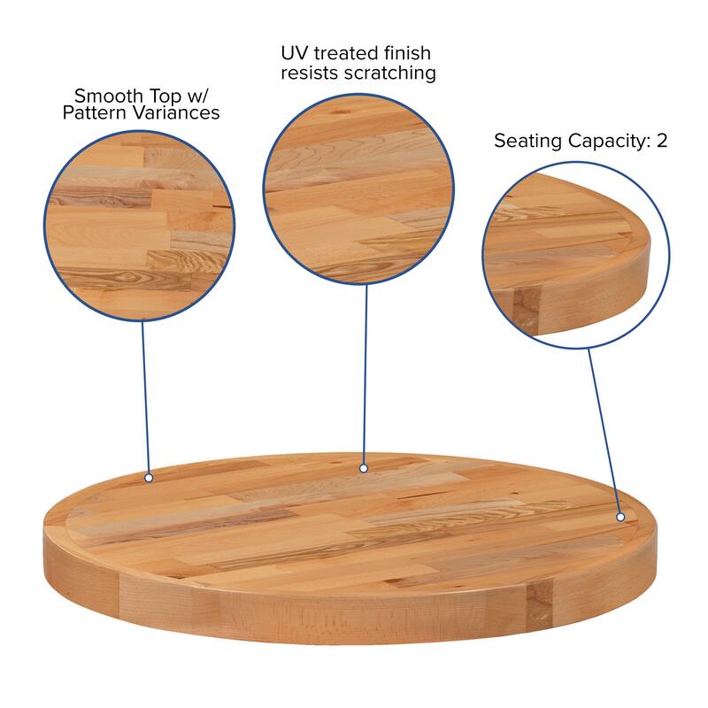 Round Butcher Block Style Table Top - Restaurant Table Top