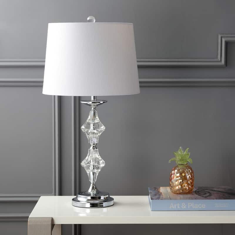Chloe 27.5" Crystal LED Table Lamp, Clear/Chrome (Set of 2) by JONATHAN Y