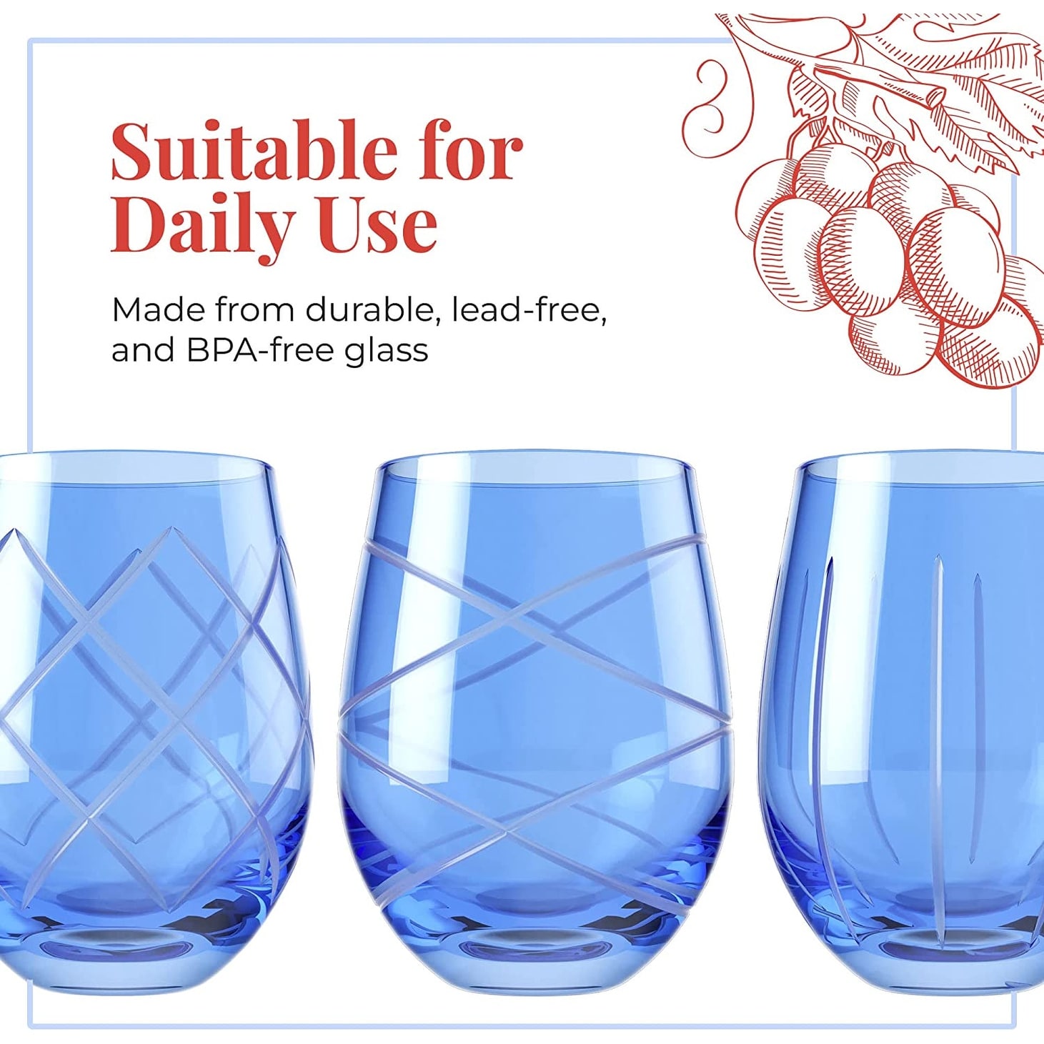 Joyjolt Hue Colored Highball Drinking Glasses - 13 Oz - Set Of 6