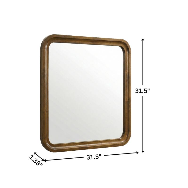 Roundhill Furniture Eldren Wood Frame Mirror, Walnut Finish