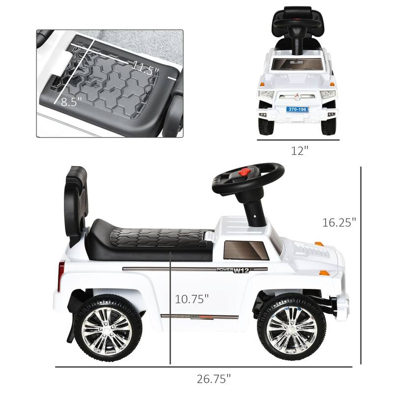 Toddler Ride on SUV Push Car with Working Horn, Music, Hidden Storage, Anti-Tipping System and Realistic Off-Road Style
