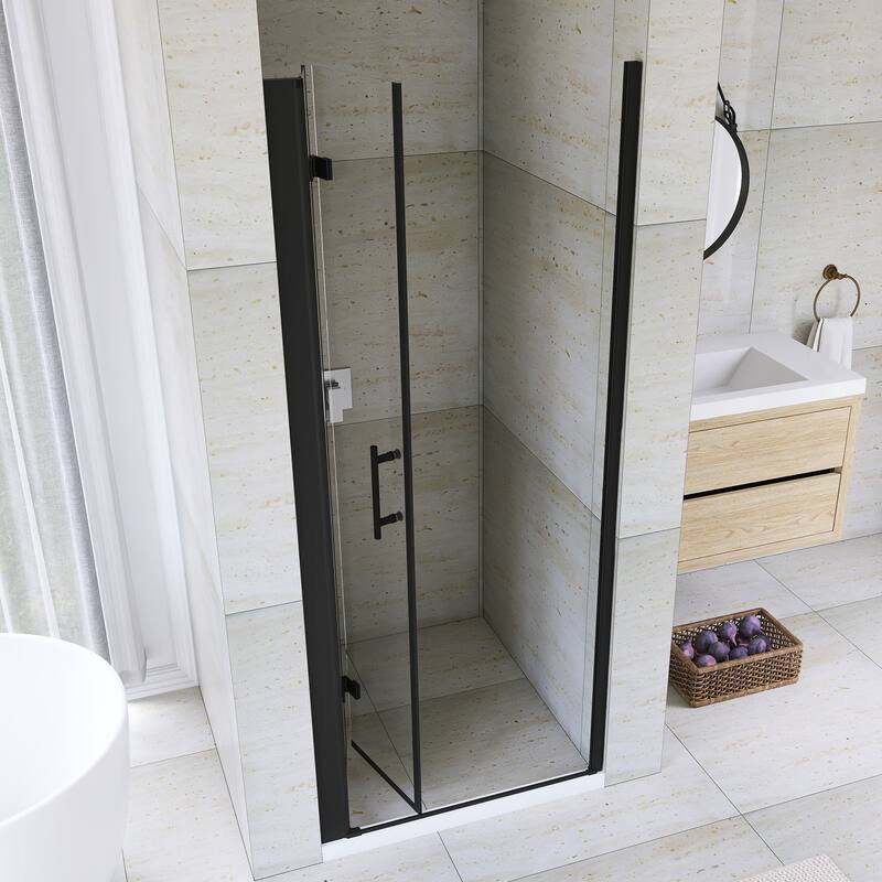 Bifold Framed Shower Door in Matte Black Finish