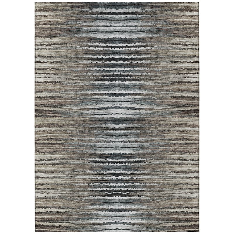 Machine Washable Indoor/ Outdoor Chantille Jagged Stripes Rug