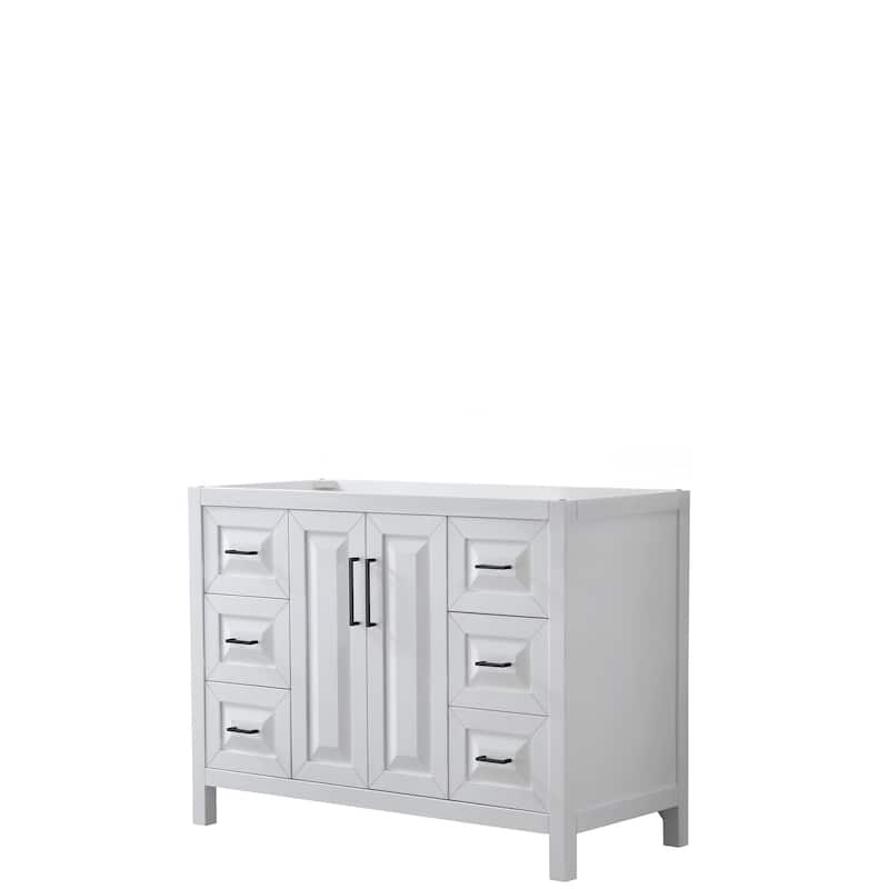 Daria 48-inch Single Vanity, No Top, No Mirror - White, Black Trim, No Top