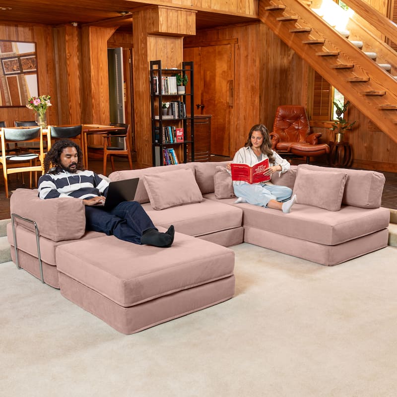 Jaxx Unsofa Modular Convertible Sectional Sofa with Fold Out King Sleeper Bed