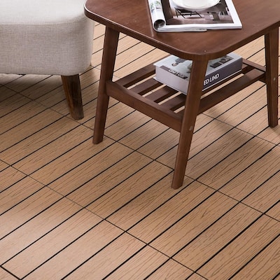 Outsunny 1' x 1' HDPE Interlocking Composite Deck Tile 10 Pack - N/A