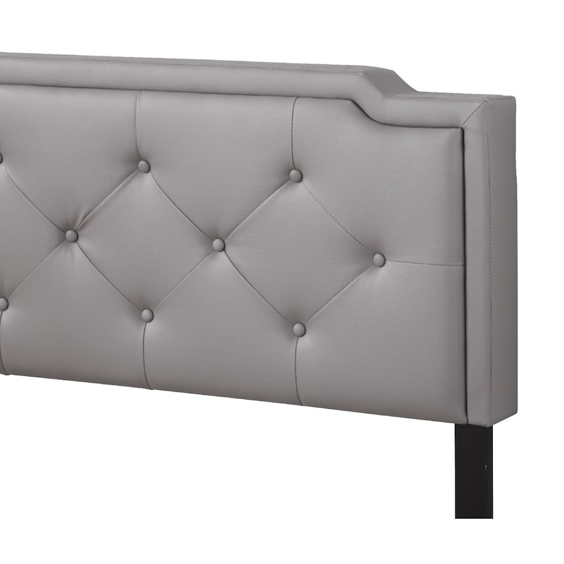 Leather Adjustable Full Panel Bed - 81" - Gray