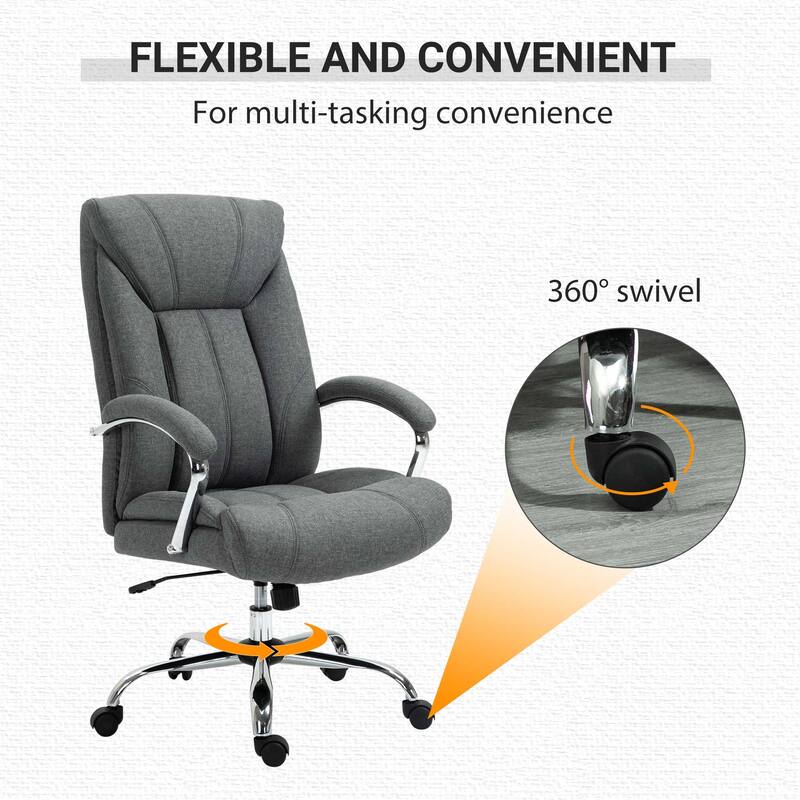 Vinsetto High Back Swivel Home Office Chair Task Ergonomic Linen Fabric Computer Chair, with Arm, Adjustable Height