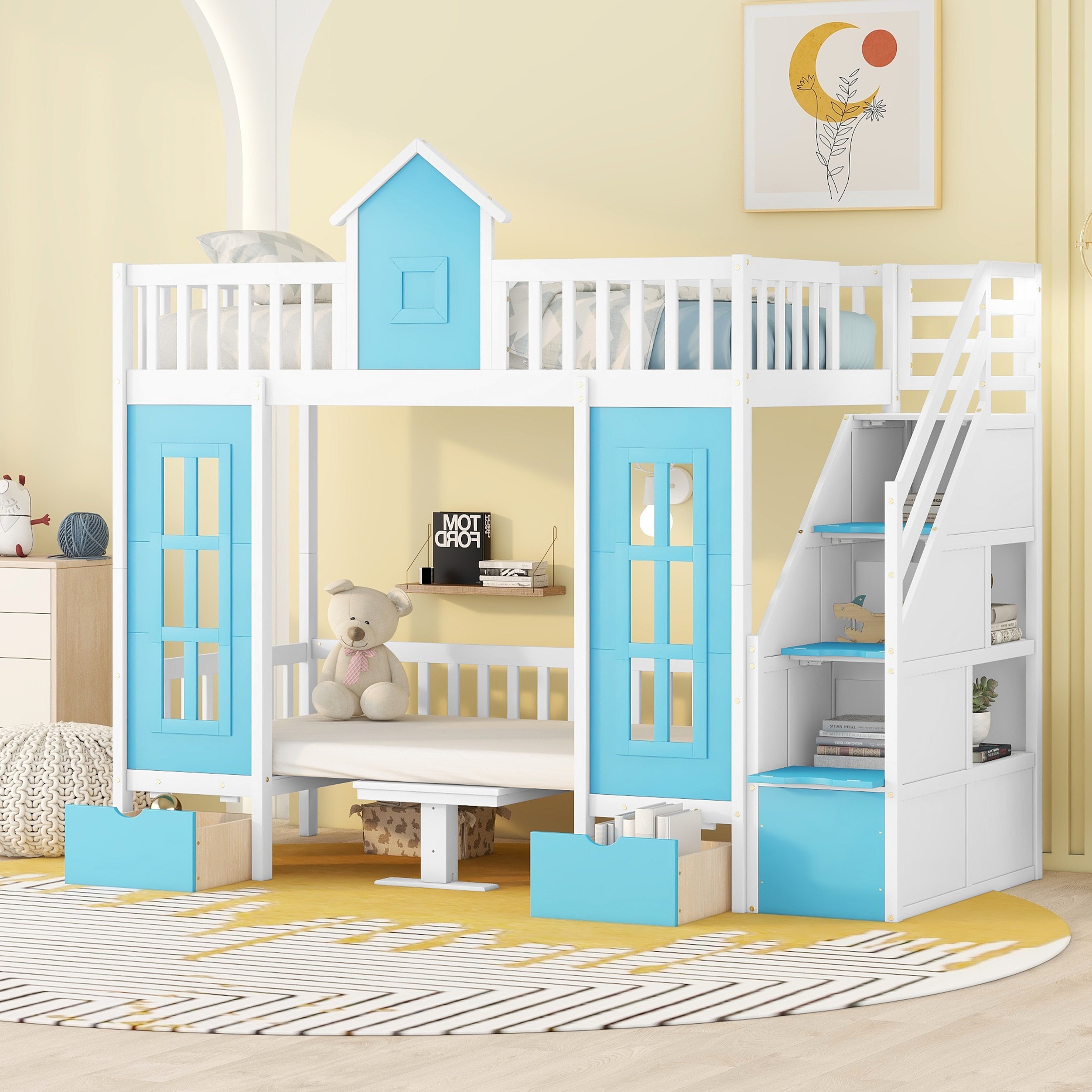 Bunk bed with 2 beds and desk store