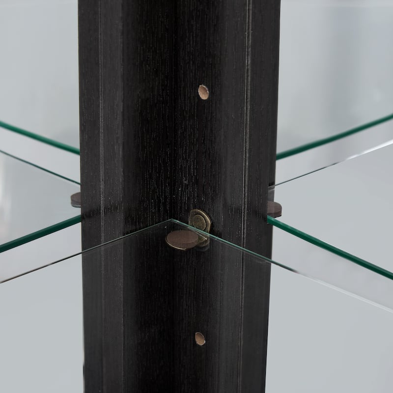 70" Lighted Corner Curio Cabinet with Tempered Glass Doors and Shelves