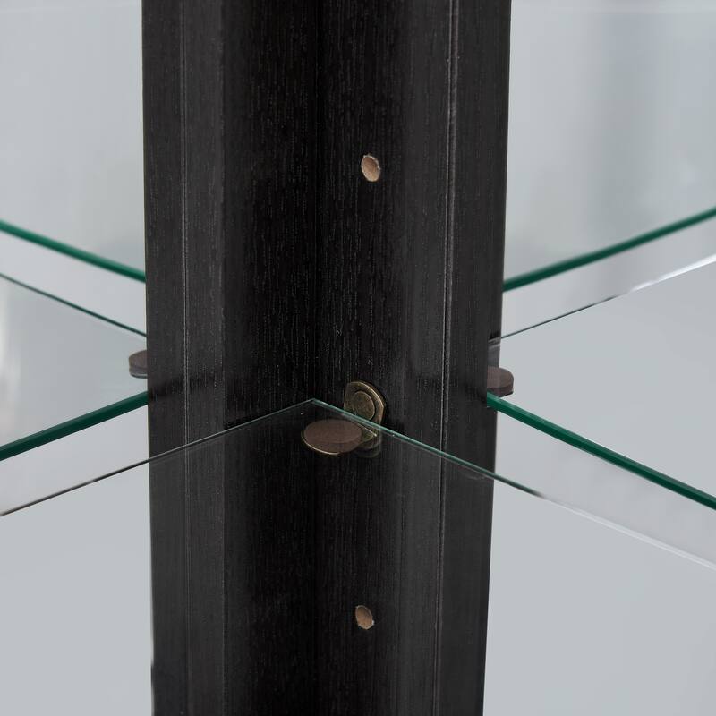 GDFStudio - Storage Corner Curio Cabinet with Lighted Glass Shelves