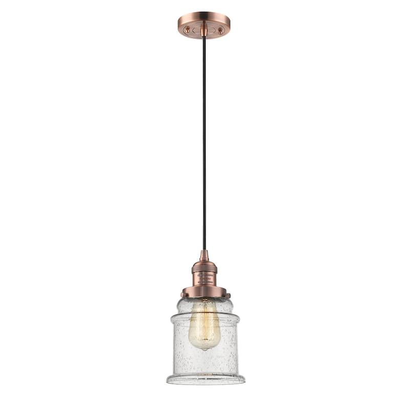 Innovations Lighting Canton 6" Wide Mini Pendant - Cord Suspension - Antique Copper / Seedy