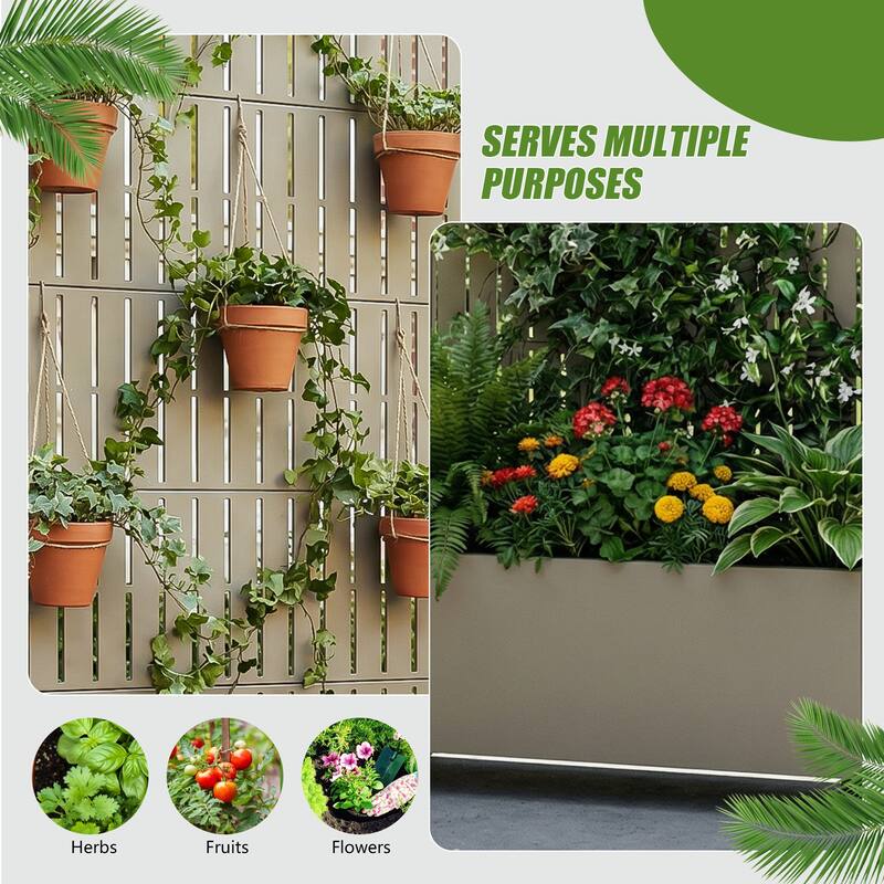 Raised Garden Bed Planter with Trellis Movable Planter Box with Lockable Wheels