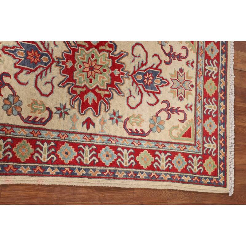 Kazak Accent Rug Hand-Knotted Oriental Beige / Ivory Wool Carpet - 2'9" x 3'10"