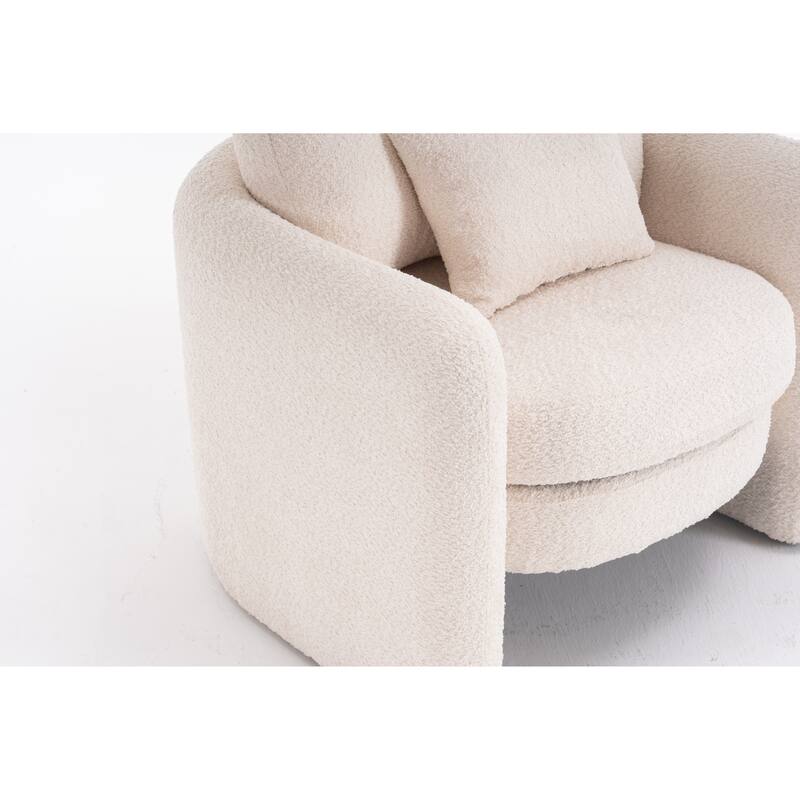 Chenille Round Corner Accent Chairs with Ergonomic Support and Tool-Free Assembly