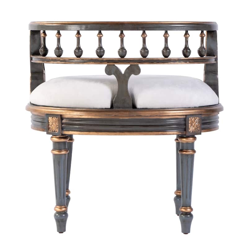 Hathaway 22.5 in. W Oval Upholstered and Wood Traditional Vanity Seat