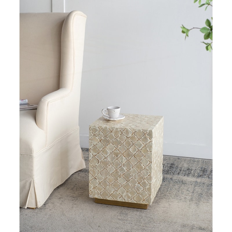 Square Capiz Stool Cream
