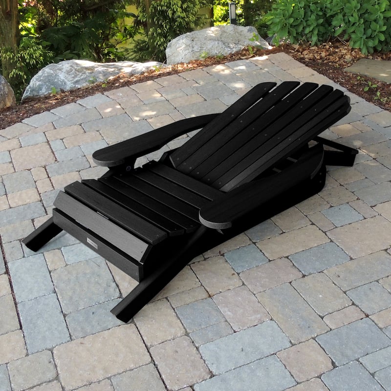 Eco-friendly Synthetic Wood Folding and Reclining Adirondack Chair
