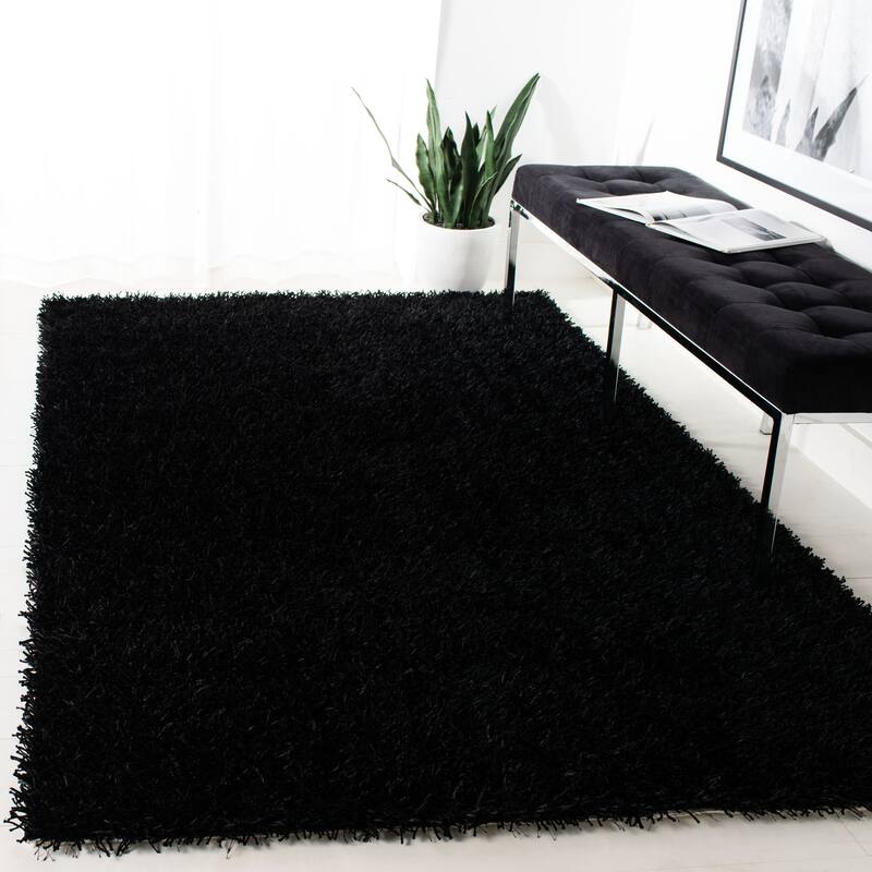 SAFAVIEH Handmade New Orleans Shag Dulce Area Rug - 4' x 6' - Black/Black