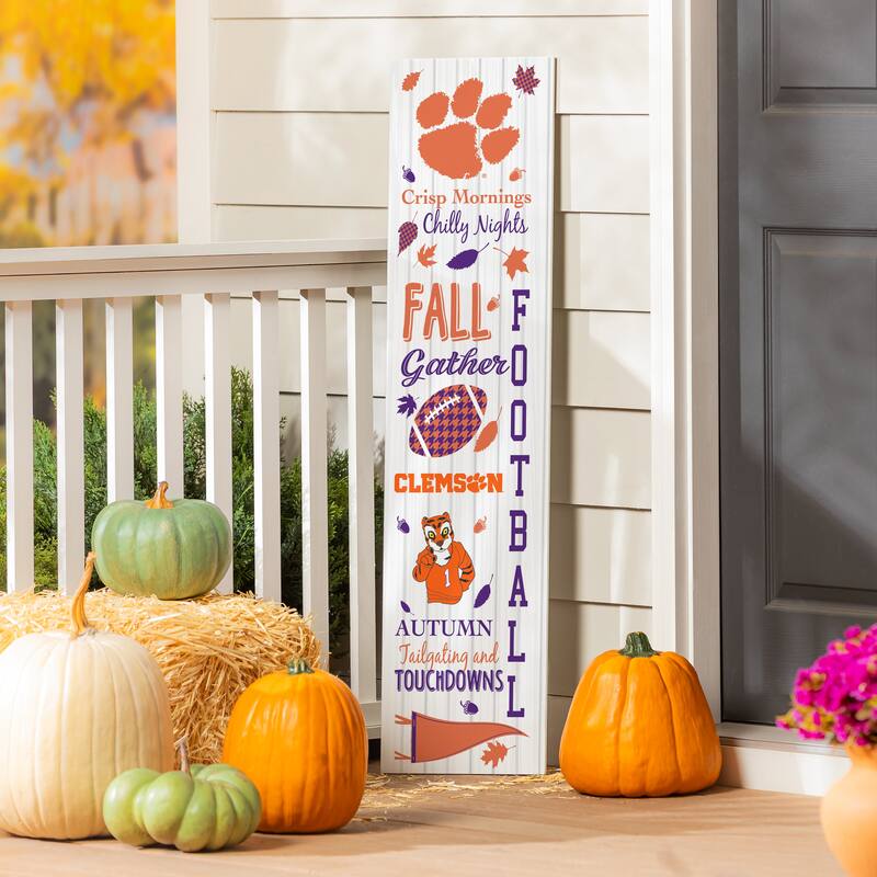 47" Double Sided Seasonal Porch Leaner, Clemson University - 47" x 11.25" - Fall