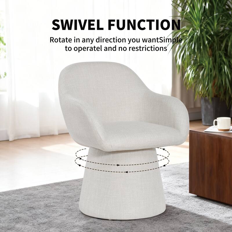 Modern 360 Swivel Upholstered Barrel Back Accent Chair