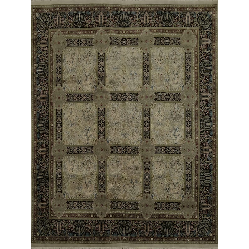 Hand Knotted Oriental 100% Wool Carpet Traditional Floral Beige & Ivories Tabriz Area Rug - 8' 5'' X 8' 1''